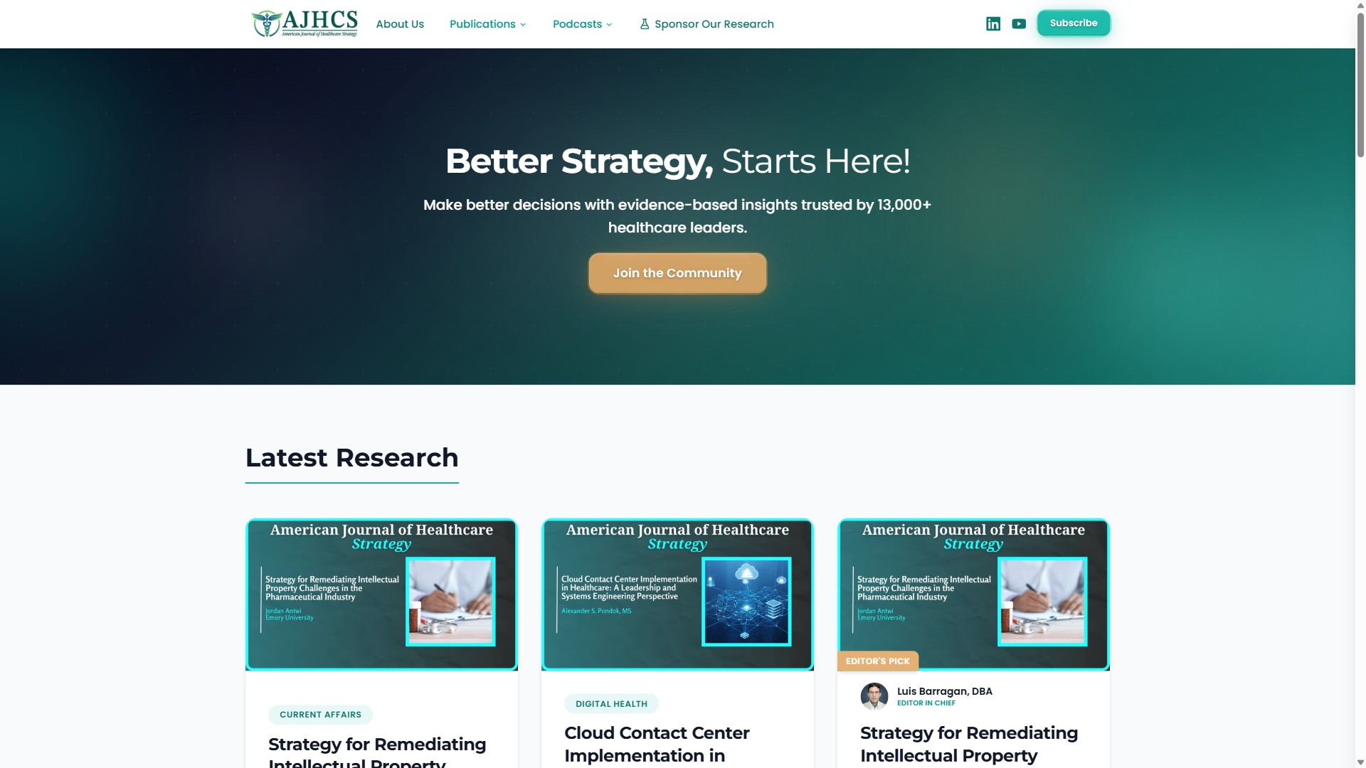 AJHCS.org homepage — Better Strategy, Starts Here
